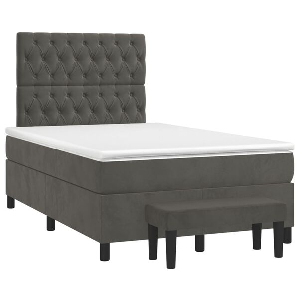 vidaXL Cama boxspring com colch&atilde;o 120x200 cm veludo cinzento-escuro