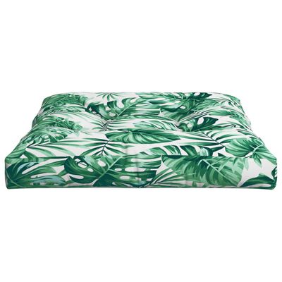 vidaXL Almofadão sofá de paletes 80x80x12 cm tecido padrão folhas