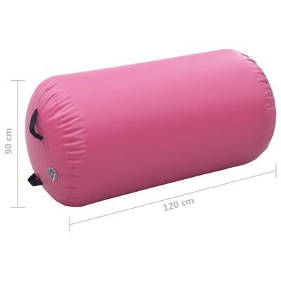 vidaXL Rolo de ginástica/yoga insuflável com bomba 120x90 cm PVC rosa
