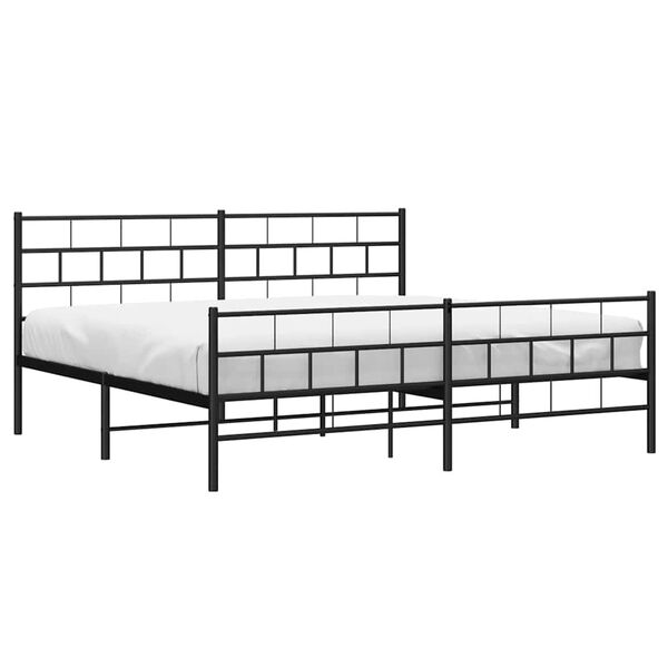 vidaXL Estrutura de cama com cabeceira e p&eacute;s 183x213 cm metal preto
