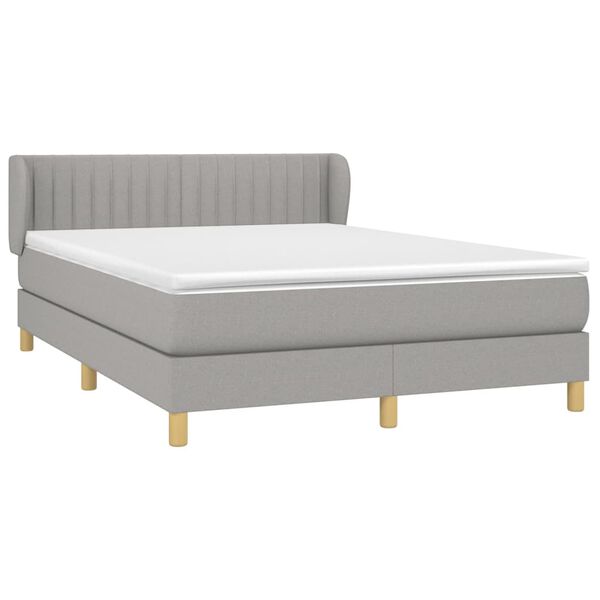 vidaXL Cama com molas/colch&atilde;o 140x190 cm tecido cinzento-claro