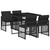 vidaXL 5 pcs conjunto de jantar p/ jardim c/ almofad&otilde;es vime PE preto