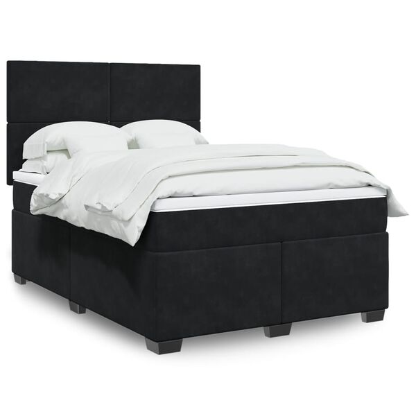 vidaXL Cama com molas/colch&atilde;o 140x190 cm veludo preto
