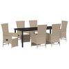 vidaXL Conjunto de Jantar para Jardim 7 unid. Bege vime PE