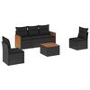 vidaXL 6 pcs conjunto sof&aacute;s de jardim c/ almofad&otilde;es vime PE preto