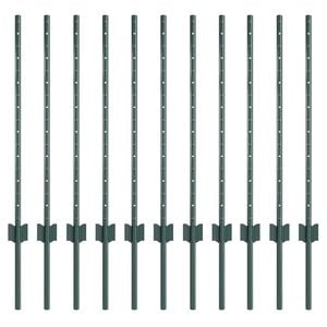 vidaXL Poste de Cerca Embutido 11 unid. Verde 120 cm