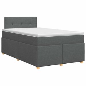 vidaXL Cama box spring com colch&atilde;o Cinzento-Escuro 120 x 190 cm Tecido