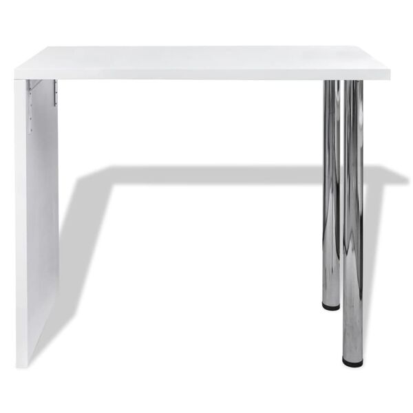 vidaXL Mesa de bar em MDF com 2 pernas de a&ccedil;o, branco brilhante