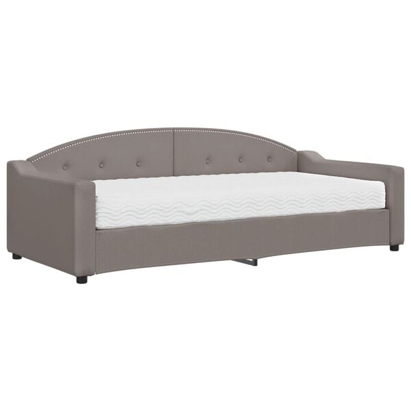 vidaXL Sof&aacute;-cama com colch&atilde;o 90x200 cm tecido cinzento-acastanhado
