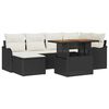 vidaXL Conjunto de Sof&aacute; de Jardim 7 unid. Preto e creme