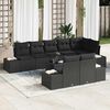 vidaXL Conjunto de Sof&aacute; de Jardim com almofada 9 pcs Preto vime PE
