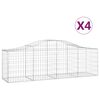 vidaXL Cestos gabi&atilde;o arqueados 4 pcs 200x50x60/80 cm ferro galvanizado