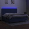 vidaXL Cama box spring c/ colch&atilde;o e LED 200x200 cm tecido azul