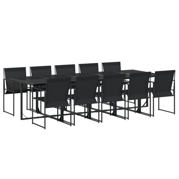 vidaXL 11 pcs conjunto de jantar para jardim textilene preto