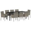 vidaXL Conjunto de Jantar para Jardim 9 pcs Cinzeto vime PE