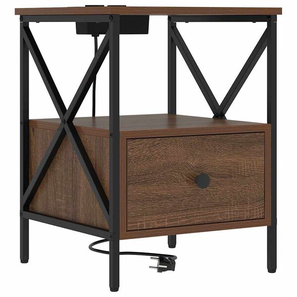 vidaXL Arm&aacute;rio de Cabeceira Carvalho Marrom 41,5 x 40,5 x 55 cm