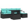 vidaXL Conjunto de Sof&aacute; de Jardim 6 unid. Preto e Azul vime PE