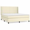 vidaXL Cama com molas/colch&atilde;o 160x200 cm couro artificial cor creme