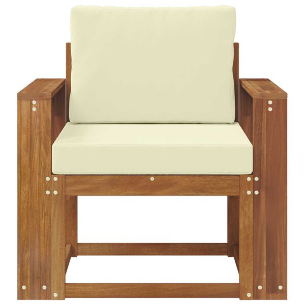 vidaXL Sof&aacute; exterior Madeira de Ac&aacute;cia maci&ccedil;a e Poli&eacute;ster Natural