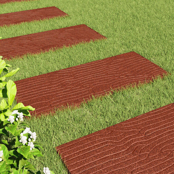 vidaXL Pedra Passo 6 pcs Vermelho 60,5 x 25 x 2 cm Borracha