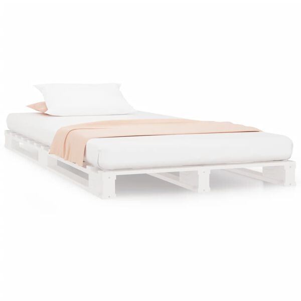 vidaXL Cama de paletes pinho maci&ccedil;o 90x200 cm branco