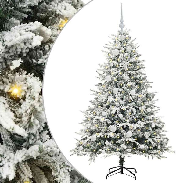 vidaXL &Aacute;rvore de Natal Artificial Pr&eacute;-iluminada com Conjunto de Bolas