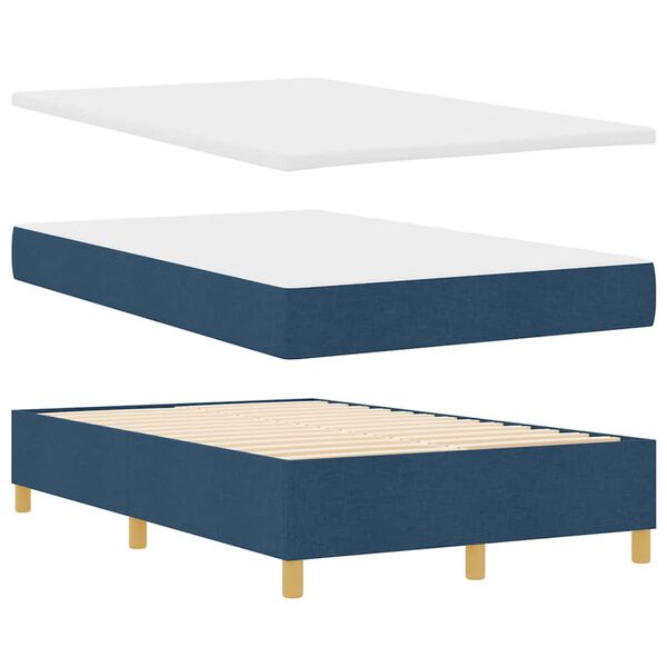 vidaXL Cama Box com colch&atilde;o com cabeceira Azul 120 x 190 cm tecido