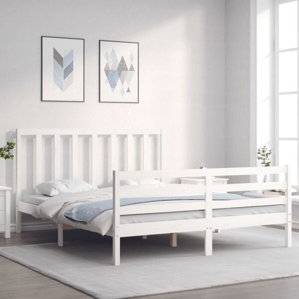 vidaXL Cama sem colch&atilde;o 160x200 cm madeira de pinho maci&ccedil;a branco