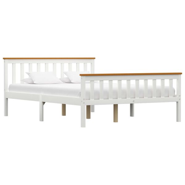 vidaXL Estrutura de cama com 4 gavetas 140x200 cm pinho maci&ccedil;o branco