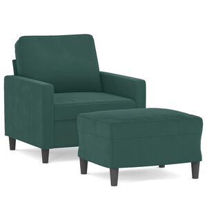 vidaXL Poltrona com apoio de p&eacute;s 60 cm veludo verde-escuro