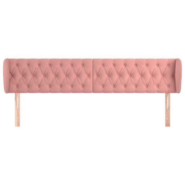 vidaXL Cabeceira de cama c/ abas veludo 183x23x78/88 cm rosa