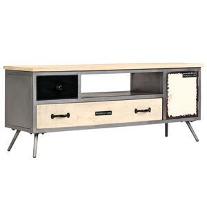 vidaXL M&oacute;vel de TV madeira de mangueira maci&ccedil;a e a&ccedil;o 120x30x45 cm