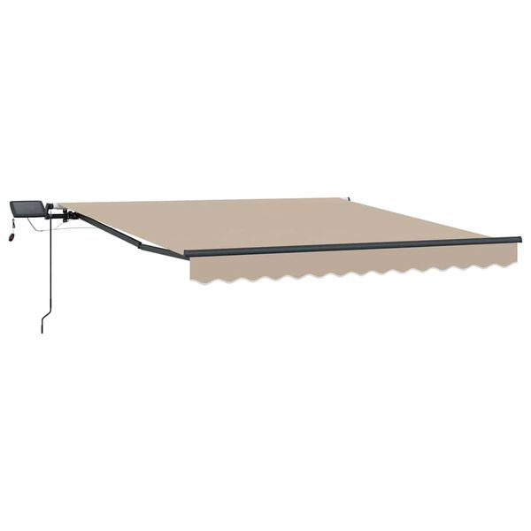 vidaXL Toldo Retrátil com luzes de tira LED Bege 300 x 250 cm tecido