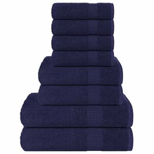 vidaXL 8pcs Conjunto toalha FROGN 360 g/m&sup2; azul-marinho