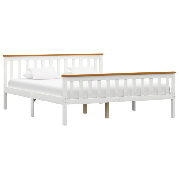 vidaXL Estrutura de cama com 2 gavetas 160x200 cm pinho maci&ccedil;o branco