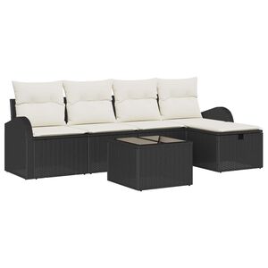 vidaXL Conjunto de Sof&aacute;s com almofada 6 pcs Preto e Creme vime PE
