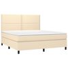 vidaXL Cama box spring c/ colch&atilde;o e LED 160x200 cm tecido cor creme