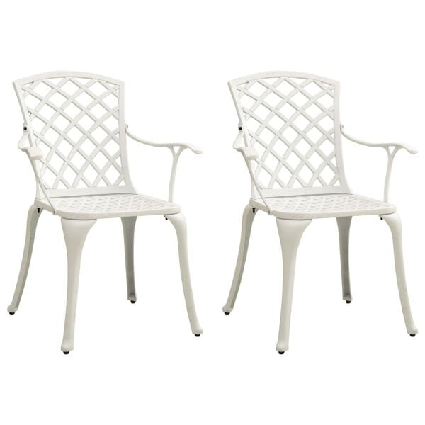 vidaXL Cadeiras de jardim 2 pcs alumínio fundido branco