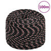 vidaXL Corda de barco 10 mm 100 m polipropileno preto