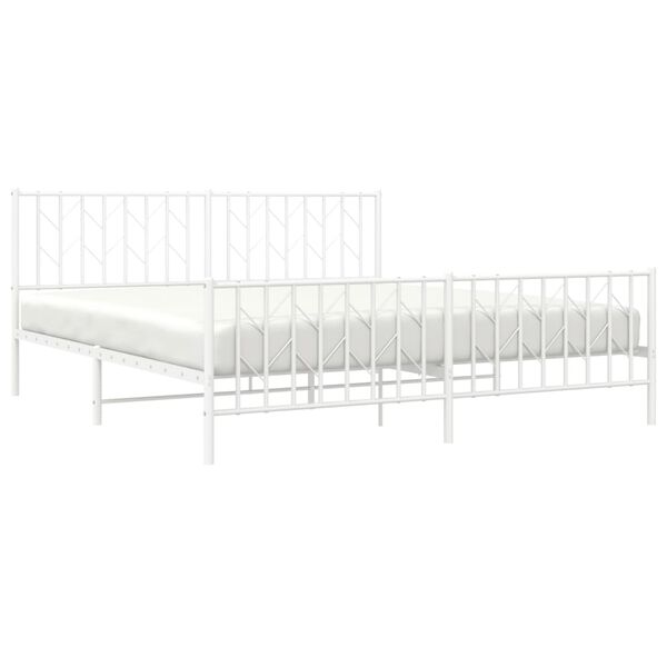 vidaXL Estrutura de cama com cabeceira e p&eacute;s 183x213 cm metal branco