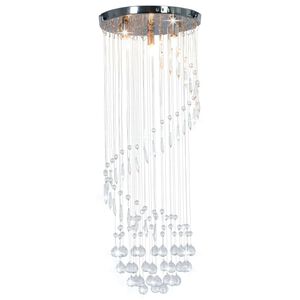 vidaXL Candeeiro de teto com contas de cristal G9 espiral prateado