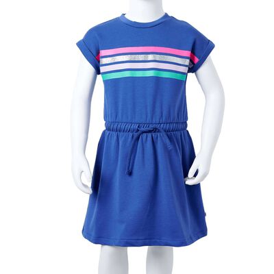 Vestido de criança com cordão azul-cobalto 92