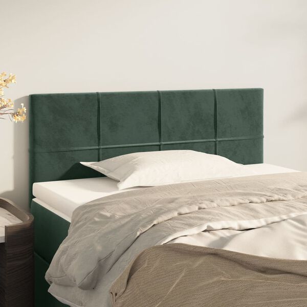 vidaXL Cabeceira de cama veludo 80x5x78/88 cm verde-escuro