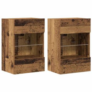 vidaXL Arm&aacute;rios de parede com luzes LED para TV 2 pcs 40x30x60,5 cm madeira velha