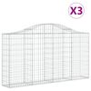 vidaXL Cestos gabi&atilde;o arqueados 3pcs 200x30x100/120cm ferro galvanizado