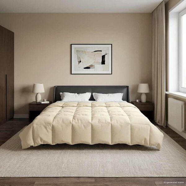 vidaXL Duvet de Ano Inteiro Colchonete Creme 220 x 240 cm Microfibra