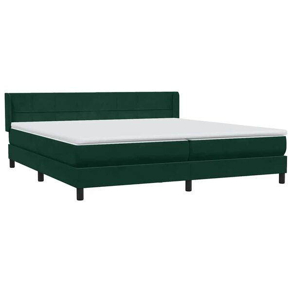 vidaXL Cama com molas/colch&atilde;o 180x220 cm veludo verde-escuro