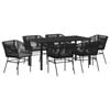 vidaXL Conjunto de Jantar para Jardim 7 pcs Preto A&ccedil;o revestido a p&oacute;