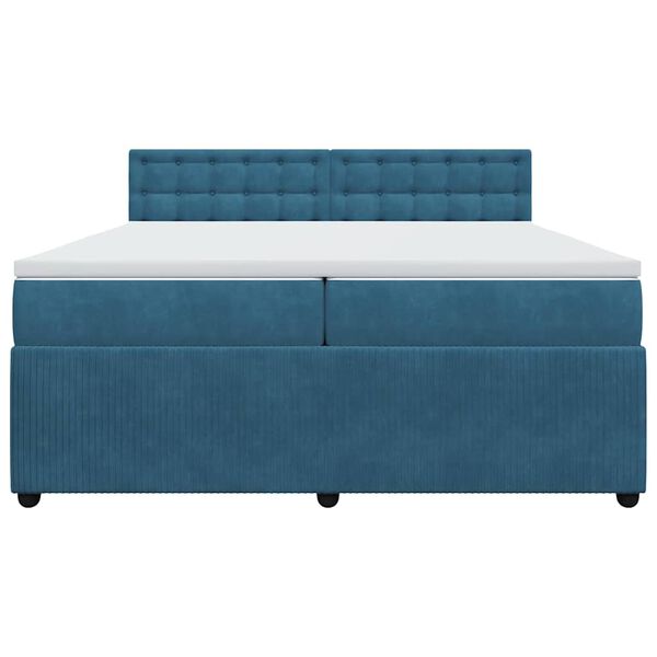 vidaXL Cama com molas/colch&atilde;o 200x200 cm veludo azul
