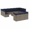 vidaXL 14 pcs conjunto sof&aacute;s p/ jardim c/ almofad&otilde;es vime PE cinzento